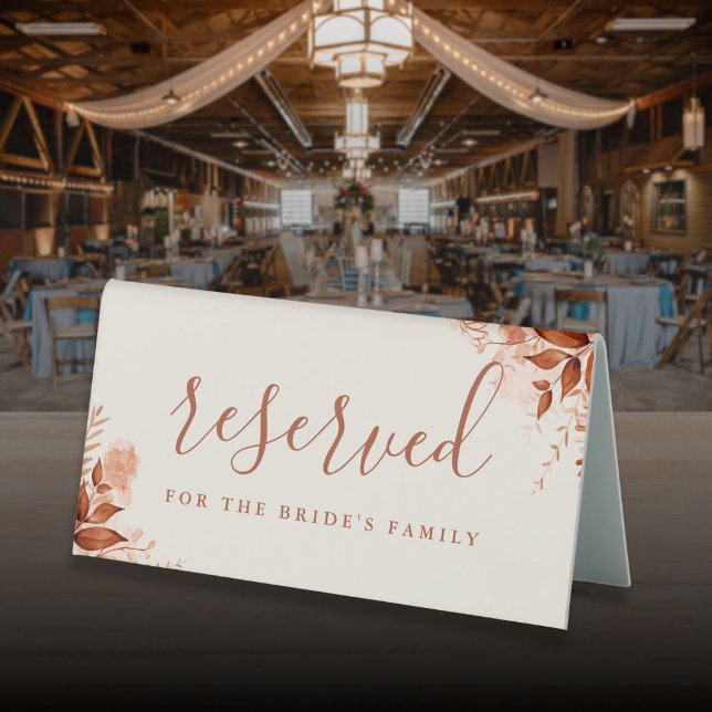 Rustic Floral Autumn Fall Wedding Reserved Table Tent (Rustic Floral Autumn Fall Wedding Reserved Table Tent Sign)