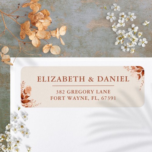 Rustic Floral Autumn Fall Wedding Return Address Label