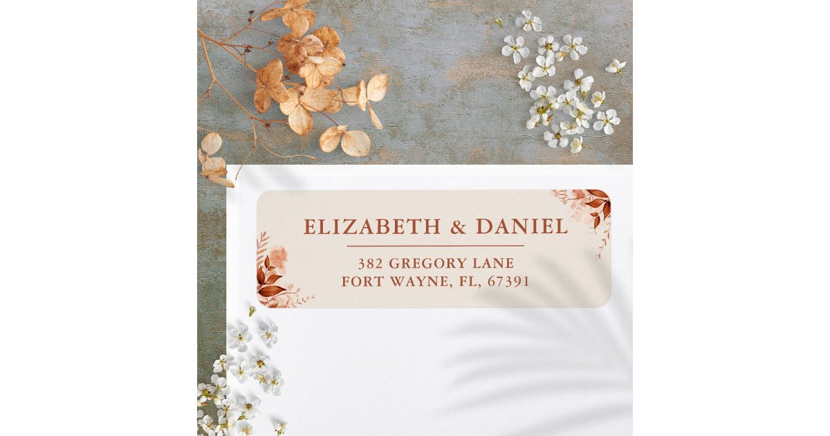 Rustic Floral Autumn Fall Wedding Return Address Label | Zazzle