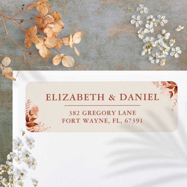 Rustic Floral Autumn Fall Wedding Return Address Label (Rustic Floral Autumn Fall Wedding Return Address Label)