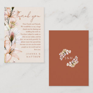 Rustic Floral Autumn Fall Wedding Thank You Place Card