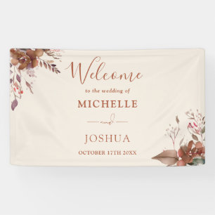 Rustic Floral Autumn Fall Wedding Welcome Banner