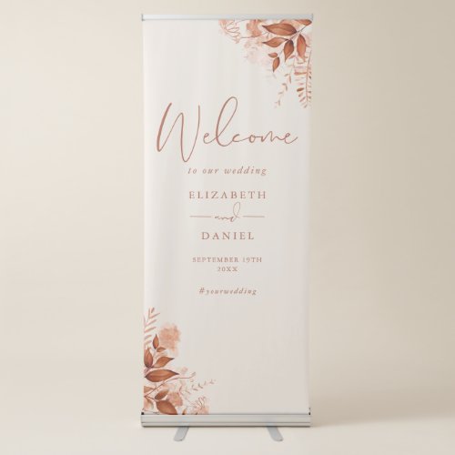 Rustic Floral Autumn Fall Wedding Welcome Retractable Banner