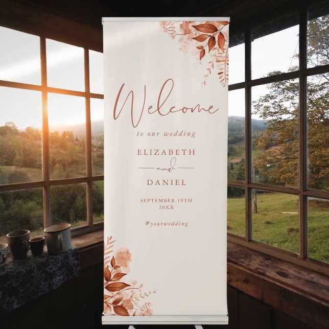 Rustic Floral Autumn Fall Wedding Welcome Retractable Banner (Rustic Floral Autumn Fall Wedding Welcome Retractable Banner)