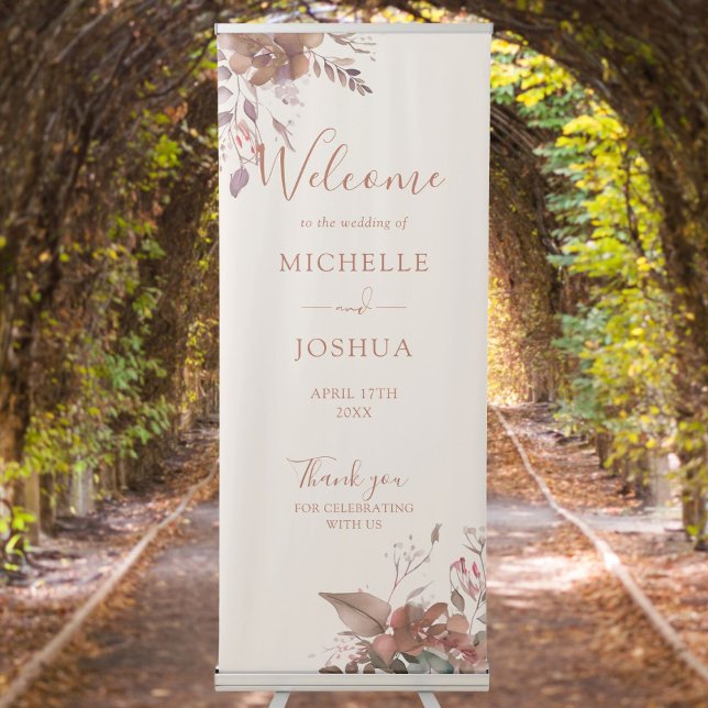 Rustic Floral Autumn Fall Wedding Welcome Retractable Banner (Rustic Floral Autumn Fall Wedding Welcome Retractable Banner)