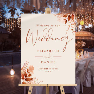 Rustic Floral Autumn Fall Wedding Welcome Sign
