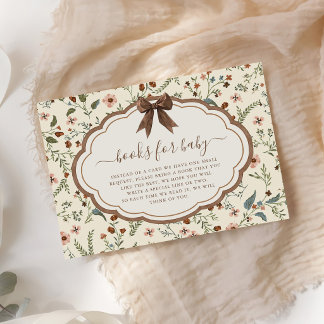 Rustic Floral Baby Shower Books for Baby Enclosure Card