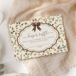 Rustic Floral Baby Shower Diaper Raffle Enclosure Card
