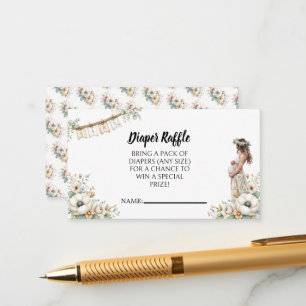 Rustic Floral Baby Shower Diaper Raffle Enclosure Card