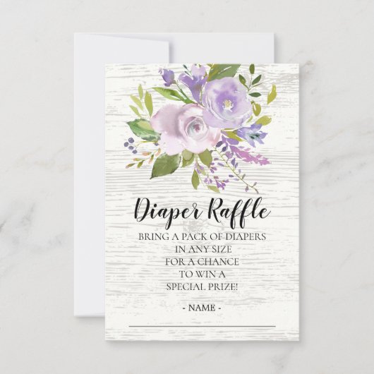 Rustic Floral Baby Shower Diaper Raffle Ticket (Front)
