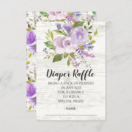 Rustic Floral Baby Shower Diaper Raffle Ticket (Front/Back)