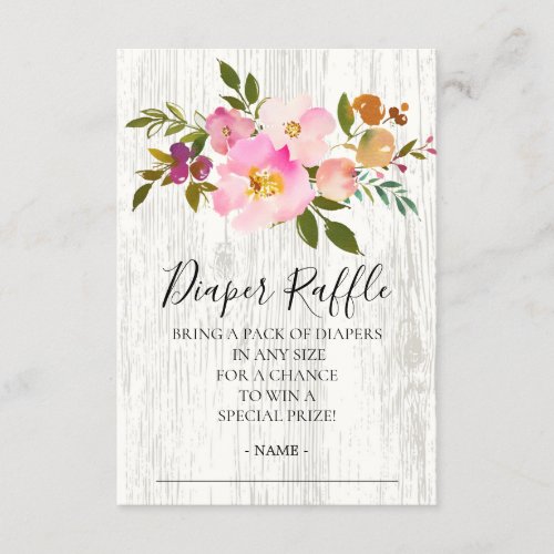 Rustic Floral Baby Shower Diaper Raffle Ticket Enclosure Card