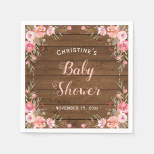 Rustic Floral Baby Shower Girl Country Chic Paper Napkins