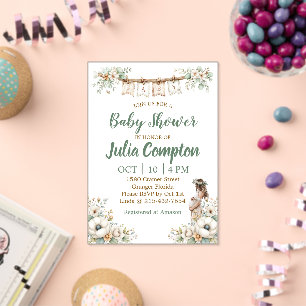 Rustic Floral Baby Shower Invitation 