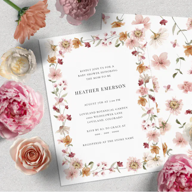 Rustic Floral Baby Shower Invitation | Zazzle