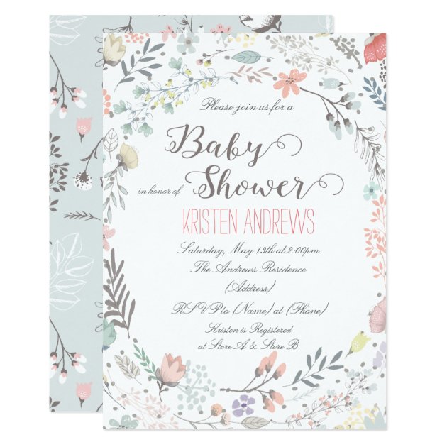 Rustic Floral Baby Shower Invitation II