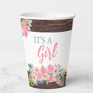Rustic Floral Baby Shower Paper Cup