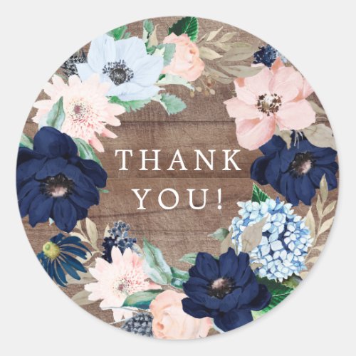 Rustic Floral Baby Shower Thank You Favor Classic Round Sticker