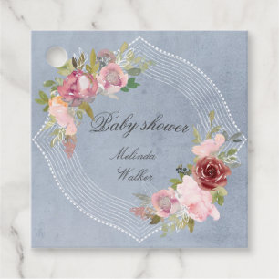 rustic floral baby shower thank you favor tags
