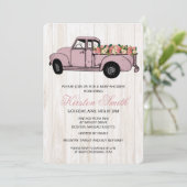 Rustic Floral Baby Shower Truck Invitation (Standing Front)