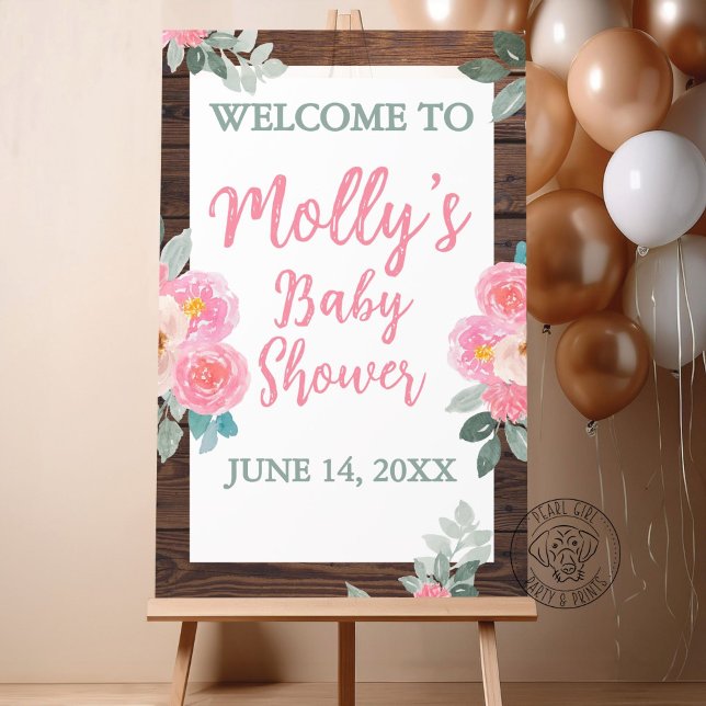 Rustic Floral Baby Shower Welcome Sign (Creator Uploaded)
