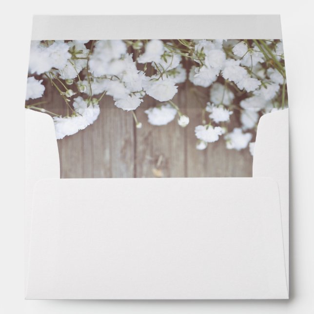 Rustic Floral Baby's Breath Wedding Envelope (Back (Bottom))