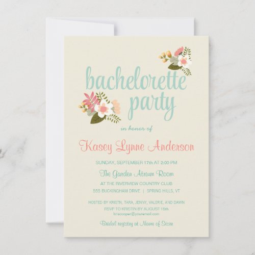 Rustic Floral Bachelorette Party Invitations