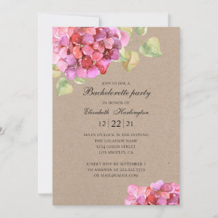 Rustic floral bachelorette party. Pink flowers Invitation