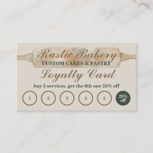Rustic Floral Bakery Loyalty Buy five get free Business Card