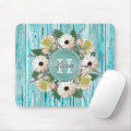 Rustic Floral Barn Wood Monogram Mouse Pad | Zazzle