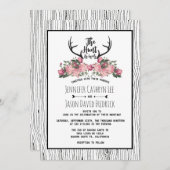 Rustic Floral Barnwood Hunt is Over Wedding Invitation (Front/Back)