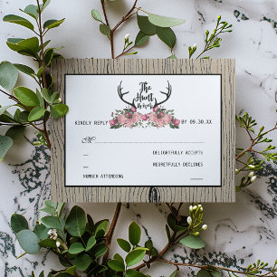 Rustic Floral Barnwood Hunt is Over Wedding RSVP