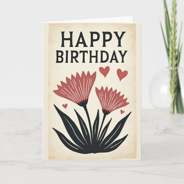 Rustic Floral Birthday Card (Front)