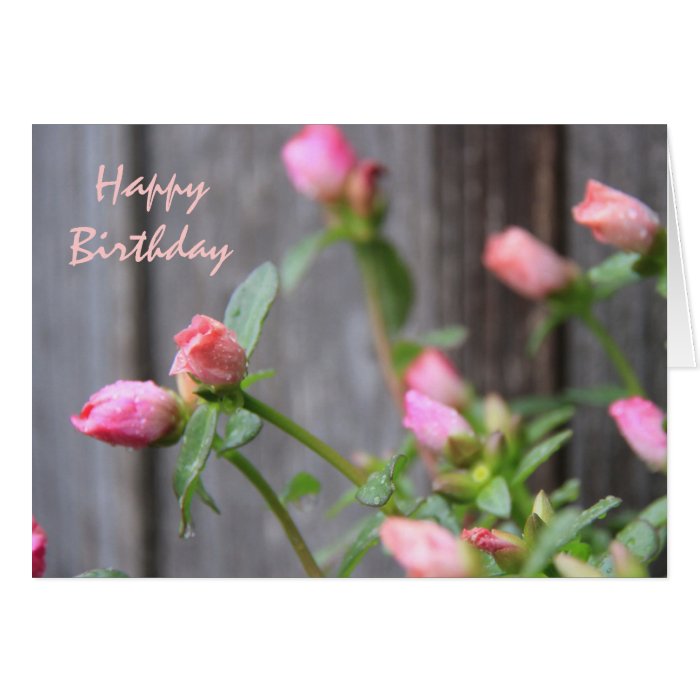 Rustic Floral Birthday, Flowers Against Wood Fence Card