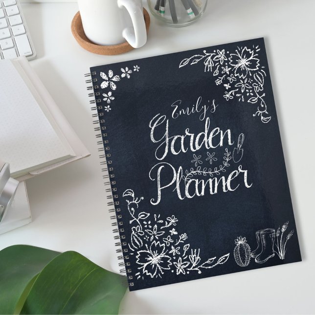Rustic Floral Black Chalkboard Garden Journal (In situ)