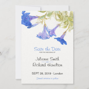 Rustic Floral Blue Flowers Wedding Save the Date