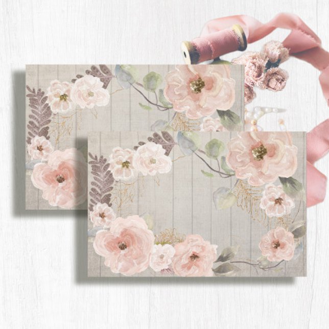 Rustic Floral Blush Pink Boho Watercolor Wood  Tissue Paper (Creator Uploaded)