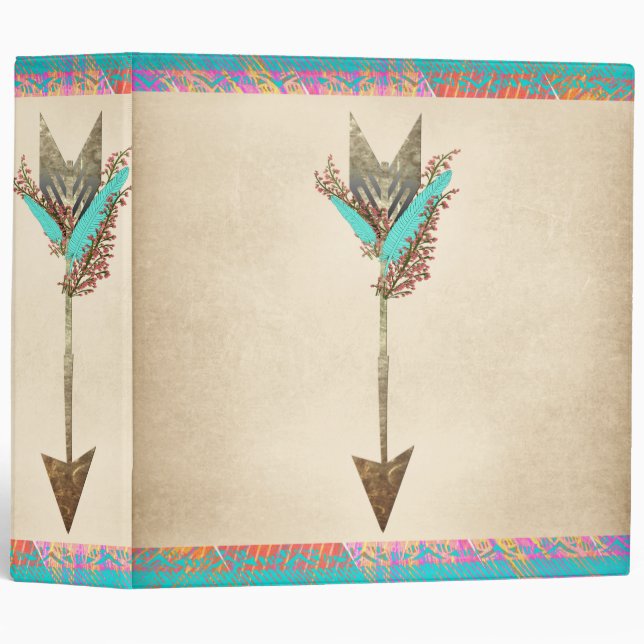 Rustic Floral Bohemian Arrow 3 Ring Binder (Front/Spine)