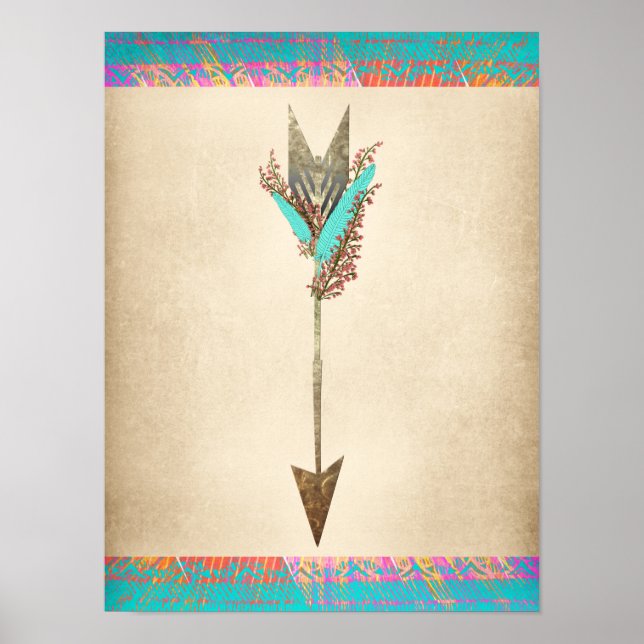 Rustic Floral Bohemian Arrow Poster (Front)