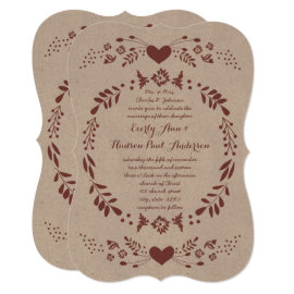 Rustic Floral Bohemian Boho Folk Art Wedding Card