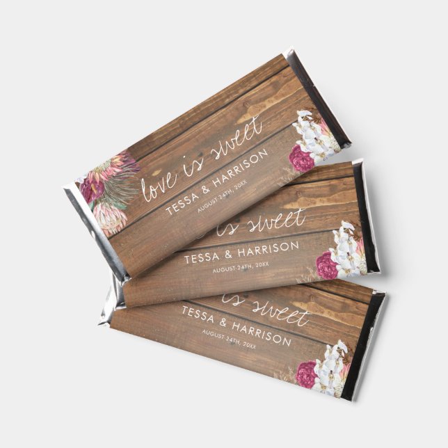 Rustic Floral Bohemian Wedding Favors Hershey Bar Favors (Front)
