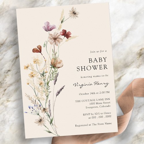 Rustic Floral Boho Baby Shower Invitation