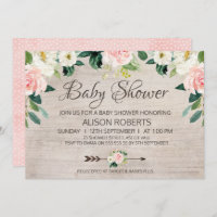 Rustic Floral Boho Baby Shower Invitation