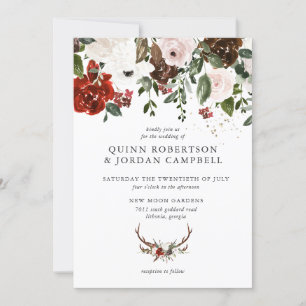 Rustic Floral Boho Botanical Wedding Invitation