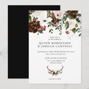Rustic Floral Boho Botanical Wedding Invitation