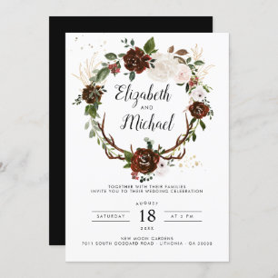 Rustic Floral Boho Botanical Wedding Invitation