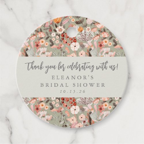 Rustic Floral Boho Bridal Shower Custom Thank You Favor Tags