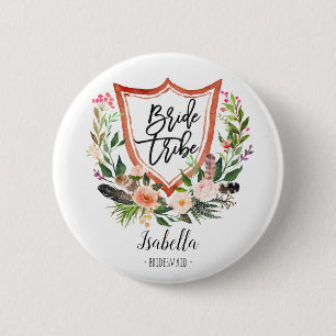 Rustic floral boho floral bride tribe/bridesmaid button