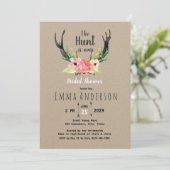 Rustic Floral Boho Hunt is Over Bridal Shower Invitation (Standing Front)