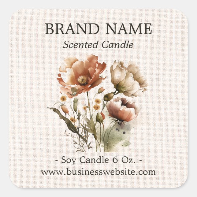 Rustic Floral Boho Product Label Color (Front)